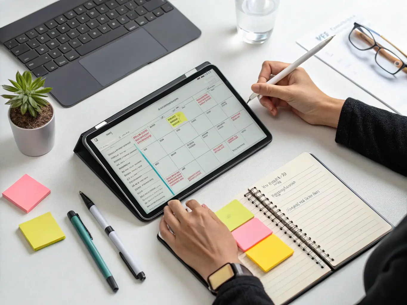 A digital planner showing a detailed action plan, representing the planning stage of Betta's methodology.