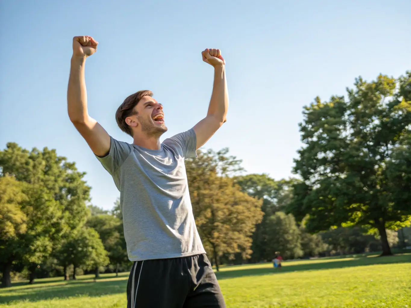 A person celebrating a personal achievement, symbolizing the success and motivation that Betta provides to its users.