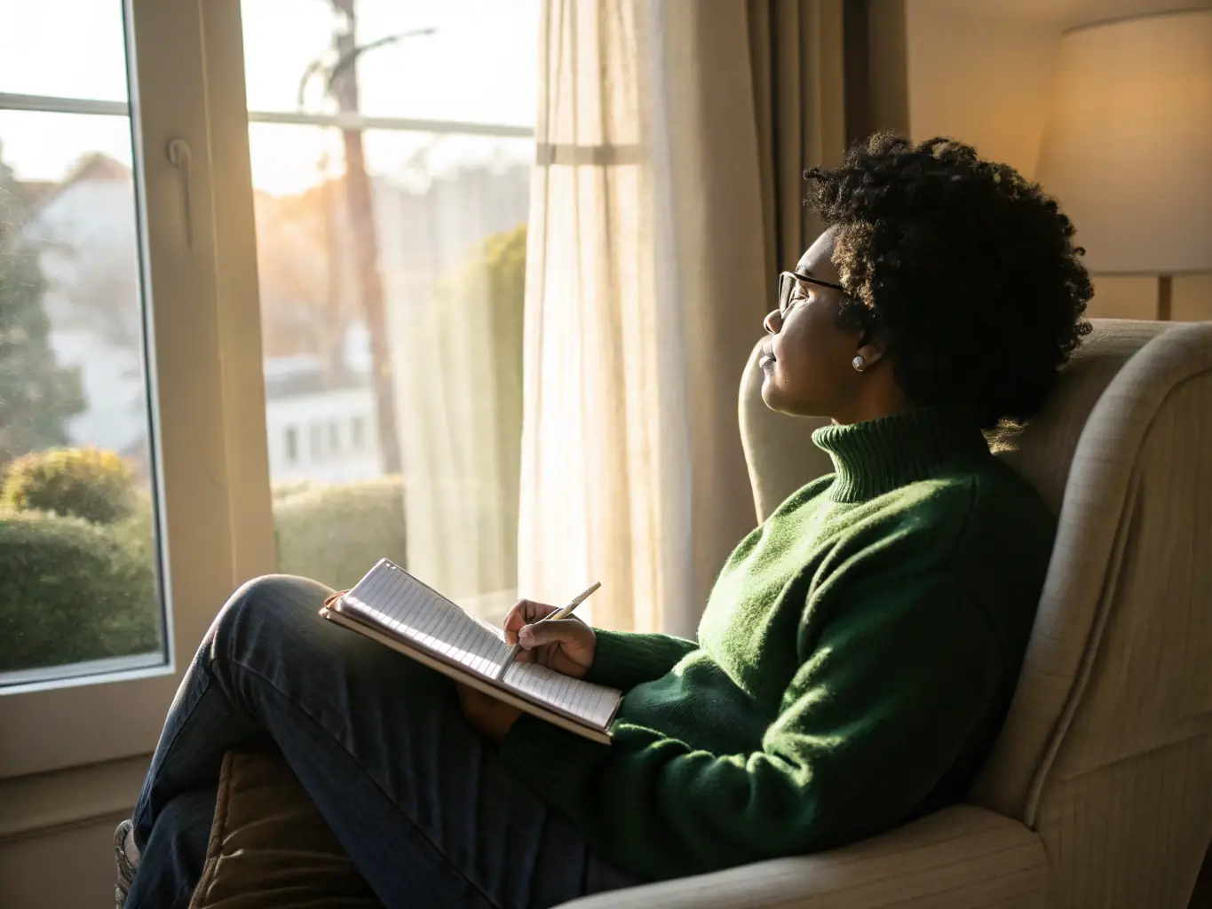 A person writing down a goal in a notebook, symbolizing the first step in the Betta process.